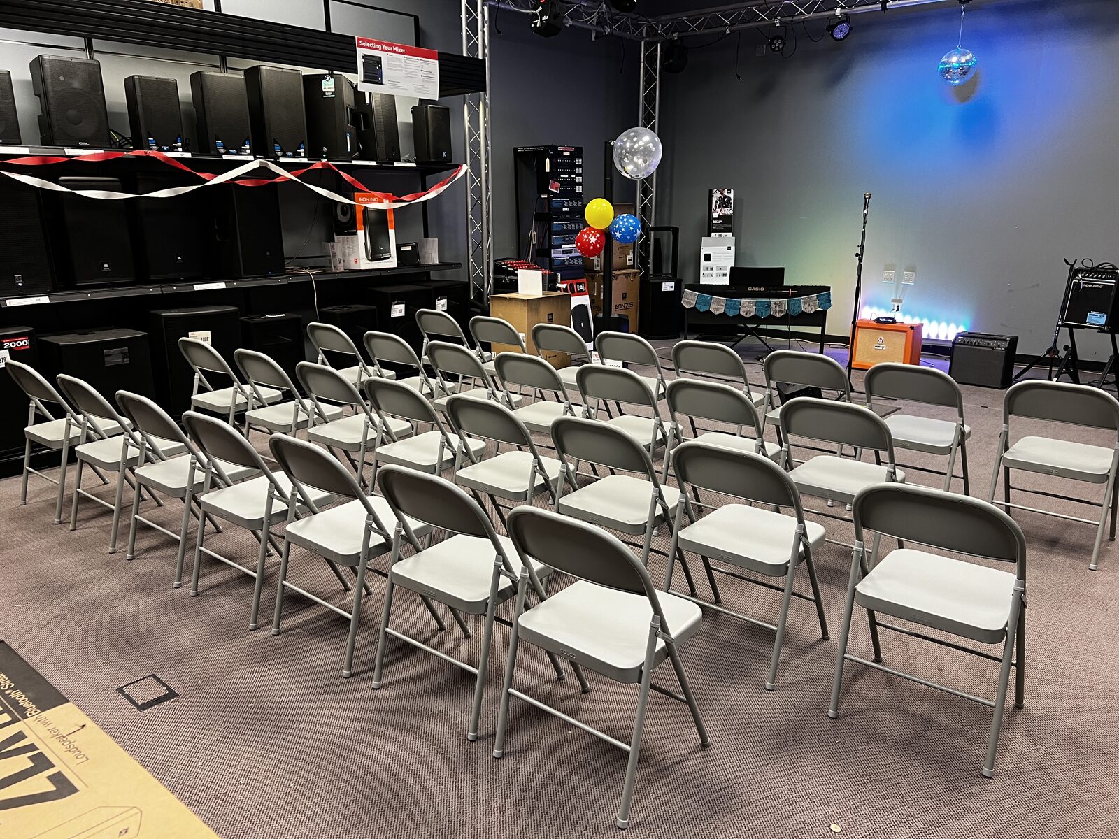 Standard gray folding chair rental for events in Bucks County